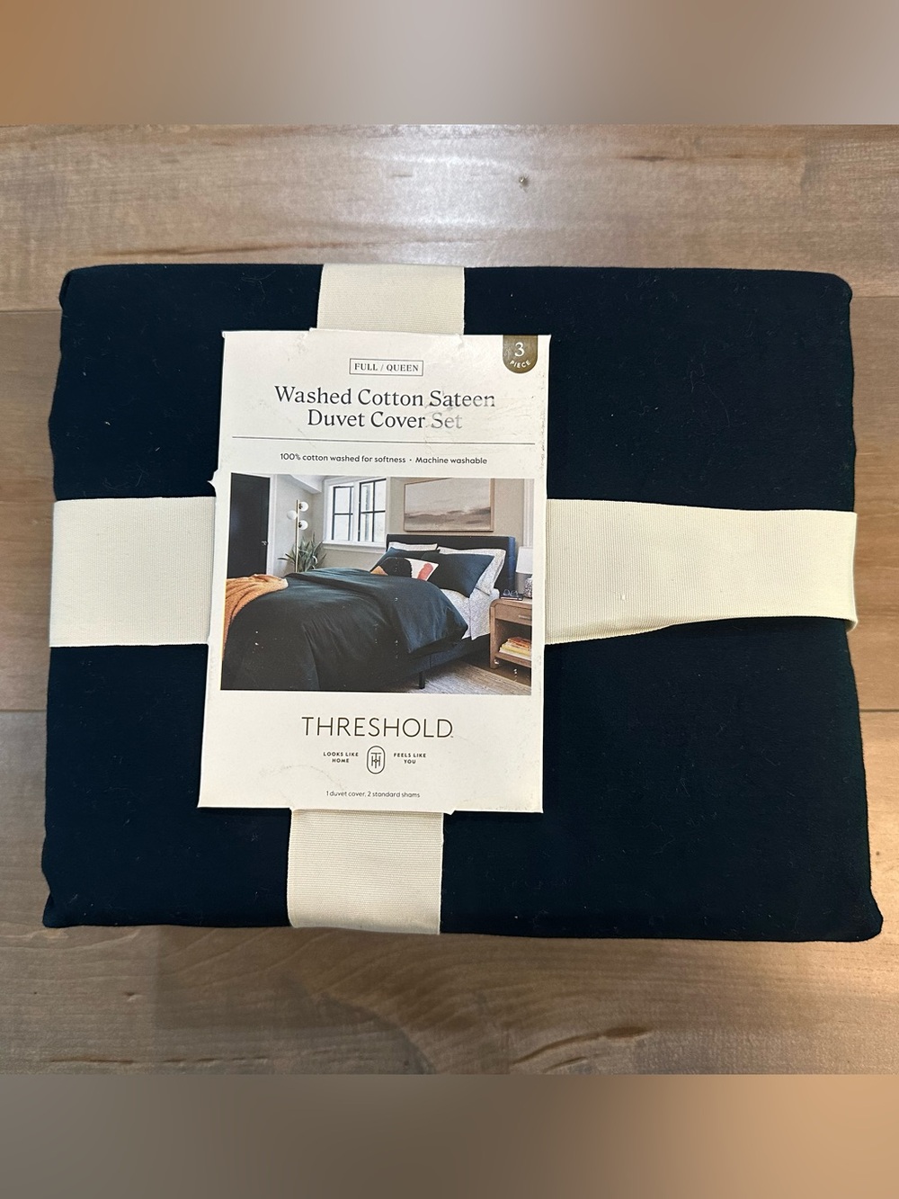 Threshold Washed Cotton Sateen Duvet Cover Set - Navy